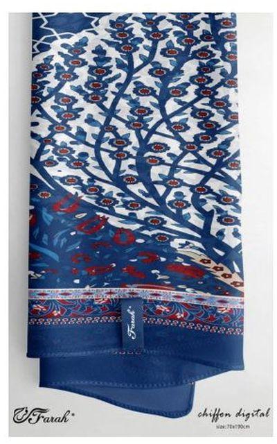 Farah Elegant Printed Crepe Chiffon Scarf Hijab - 190cm - Vibrant Prints