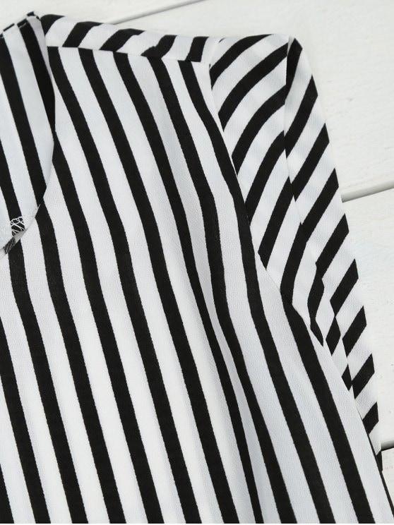 Stripes Lace Up A Line Midi Dress