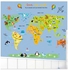 Animals World Map Creative Cartoon Removable Wall Stickers Multicolour