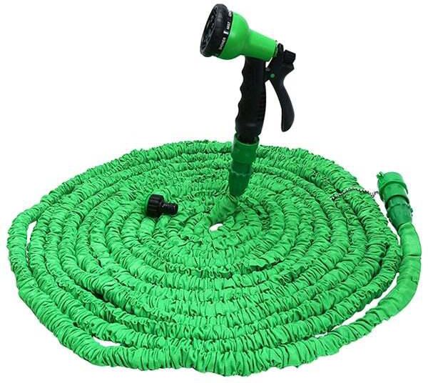 Generic Expandable Garden Hose Water Pipe With 8 Modes Spray Gun Green