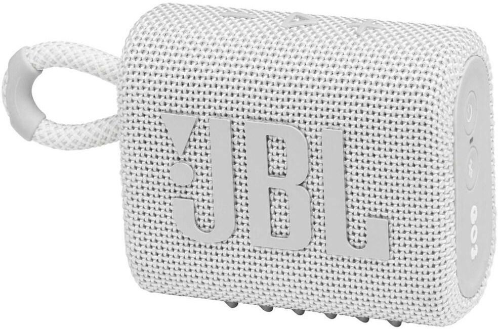 JBL Go 3 Portable Bluetooth Speaker Waterproof With JBL Pro Sound And Powerful Audio White