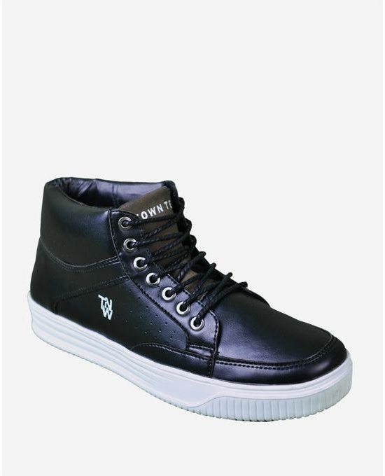 Town Team High Neck Leather Sneaker - Black
