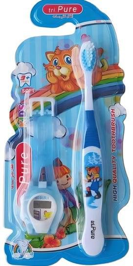 فرشاة أسنان للأطفال + ساعة، لون أزرق