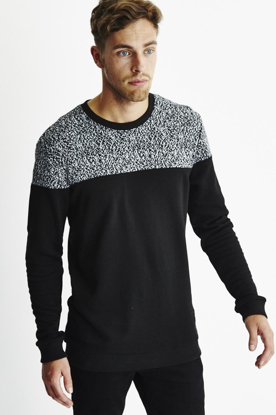 Only & Sons Mens Cut & Sew Melange Sweatshirt Black