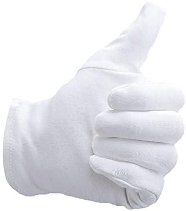 Alyan & Jammsy White Gloves 100% Cotton Gloves for Dry Hands Women Men Sleeping Gloves Overnight Moisturizing Gloves Eczema Sensitive Skin Treatement (10 Pairs)