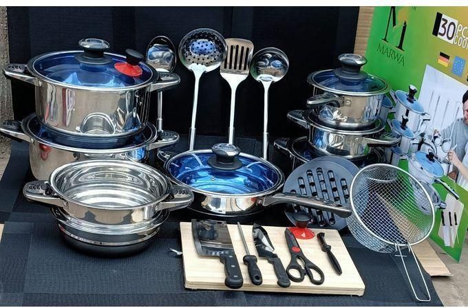 Marwa 30 Pieces Stainless Cookware Set Cooking Pots- German Superior Quality
