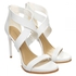 BCBGMaxazria Elyse High-Heel Crisscross Ankle Dress Sandal for Women - White, 6.5 US