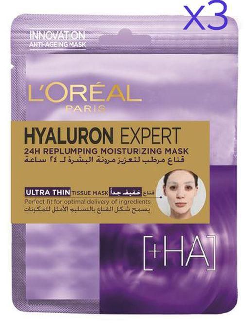 L'Oreal Paris Hyaluron Expert 24H Replumping Moisturizing Tissue - 3 Masks