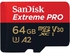 بطاقة ذاكرة سانديسك إكستريم برو ميكرو SDXC UHS I سعة 64 جيجا أحمر / أسود SDSQXCU-064G-GN6MA