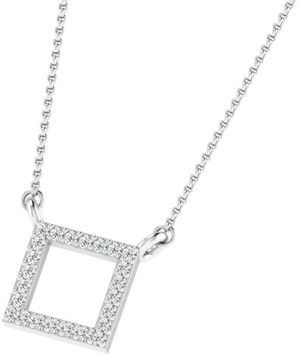 His & Her 0.1 Cts Diamond Square Shape Necklace in 925 Sterling Silver (GH Color, PK Clarity) with 16" Silver Chain