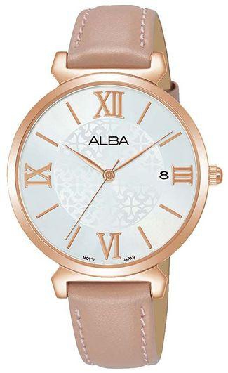 Alba Ladies' Watch Beige Leather Strap, Silver Dial AG8K78X1