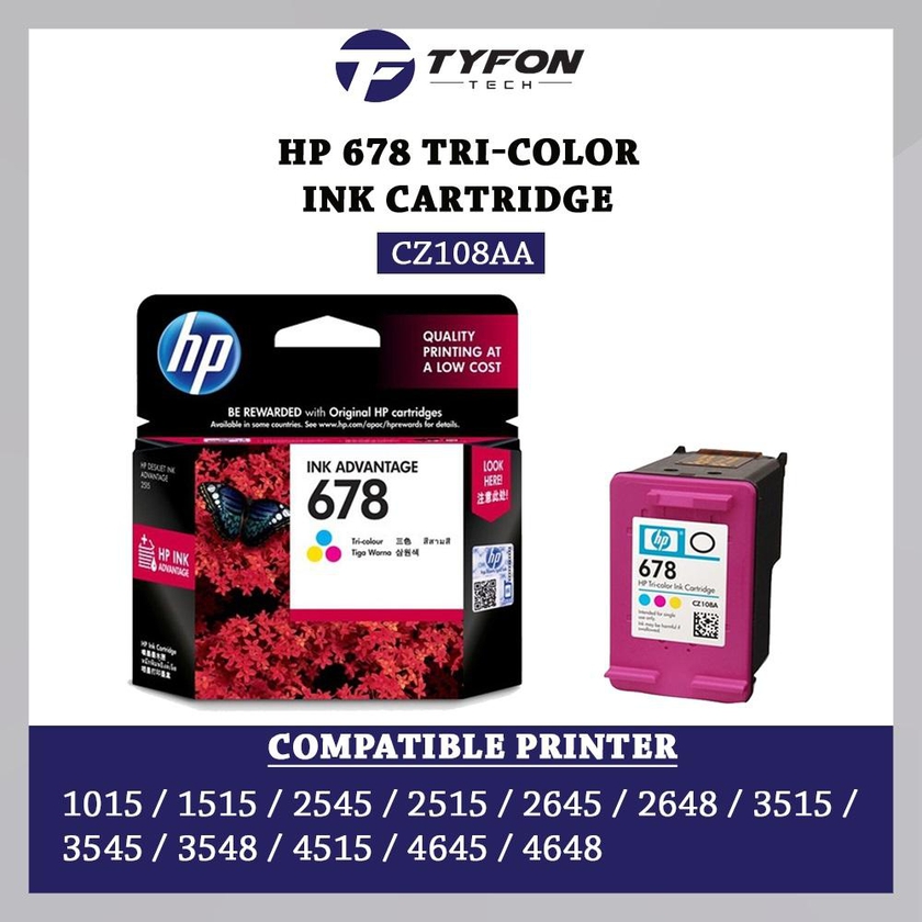 HP 678 Tri-Color Ink Cartridge (CZ108AA) for Desk Jet 1015 1515 2515 2545 3545