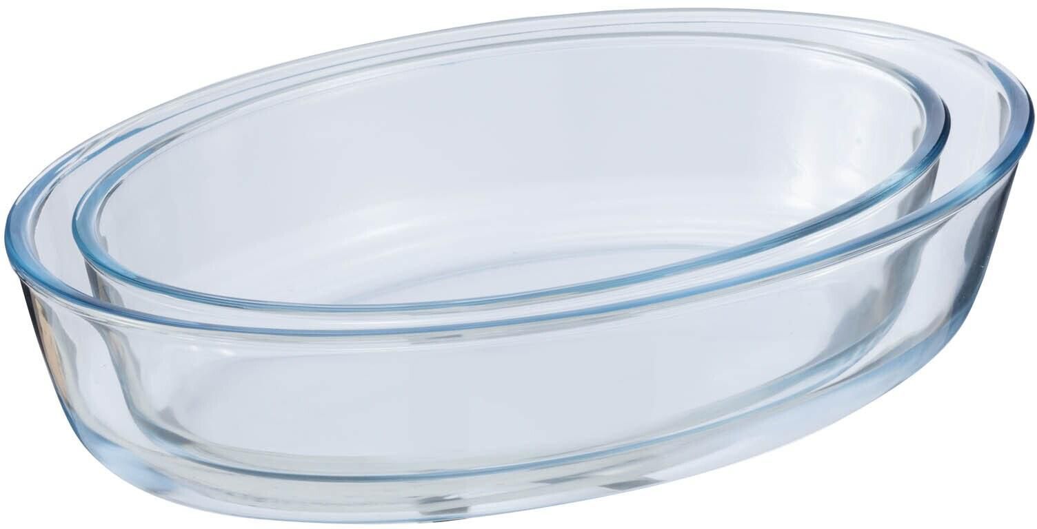 Oval Glass Bakeware Set Clear 1.6L+2.4L 2 PCS