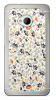 Floral HTC One M7 Case - Transparent Edge - White and Black