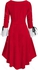 Plus Size Christmas Velvet Lace-up High Low Flare Sleeve Dress - 2x