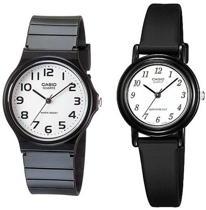 Casio His & Her For Unisex White Dial Resin Band Couple Watch - MQ-24-7B2/LQ-139BMV-1B