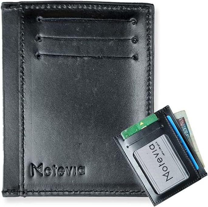 Motevia Men's Leather Card Wallet (Black)