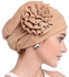 Elastic Head Cover With Elegant Flower Beige