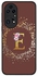 Rugged Black edge case for Huawei P50 Pro Slim fit Soft Case Flexible Rubber Edges TPU Gel Thin Cover - Custom Monogram Initial Letter Floral Pattern Alphabet - E (Brown)