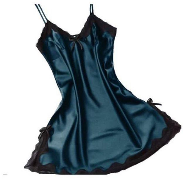 Fg Satin Nightgown Decorated With A Black Dress