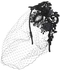 Vintage Bridal Wedding Veil with Lace Headband, Mesh Lace Fascinator with Veil Bridal Headwear with Veil Vintage Fascinator with Mesh Lace Veil Vintage Bridal Headwear for Girls and Women (Black)