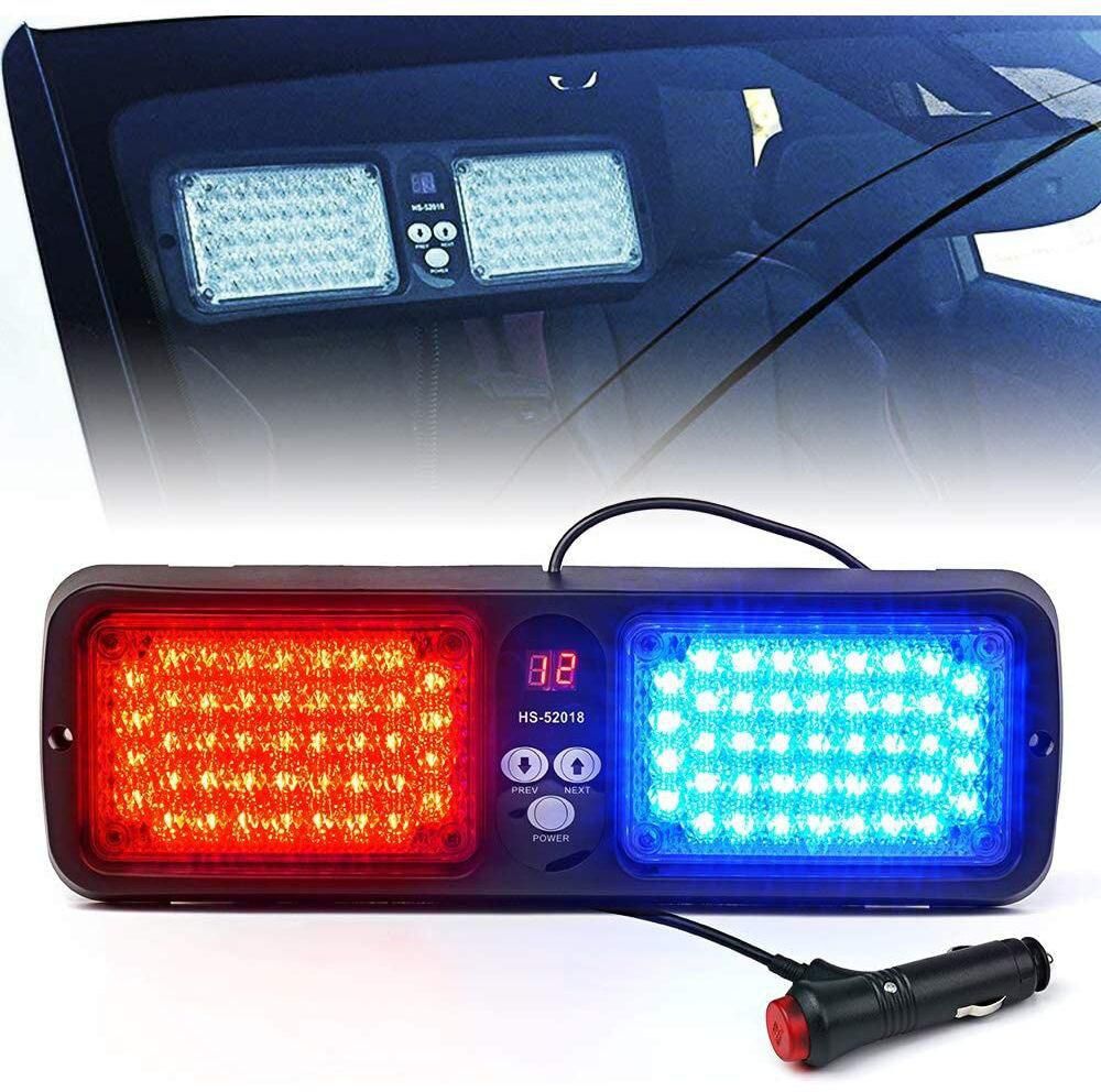 Xprite 86 LED Emergency Hazard Warning Strobe Lights, Red & Blue