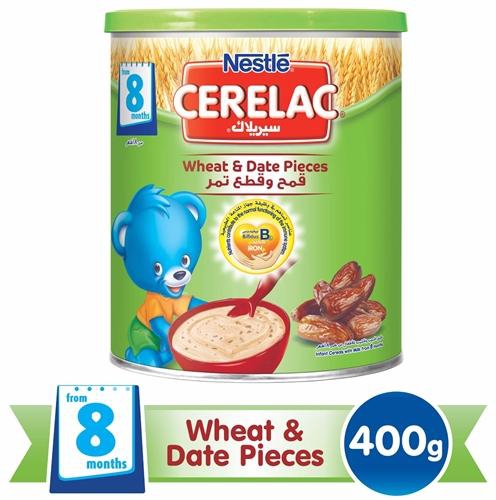 Nestle Cerelac From 8 Months, Wheat and Date Pieces with Milk Infant Cereal Tin - 400 g