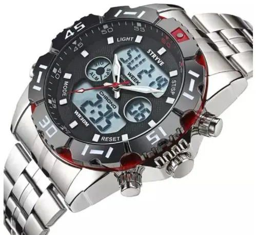 Stryve - Men Waterproof Chronograph Dual Time Led Light Wristwatch
