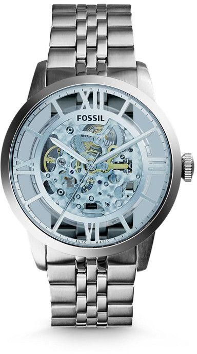 Fossil Townsman Men's Light Blue Dial Stainless Steel Band Automatic Watch - ME3073