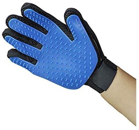 Fresh Pet Grooming Glove, Efficient Hair Remover, Gentle Deshedding Brush, Massage Tool with Unique 5 Finger Long and Short Fur Dog and Cat, Blue