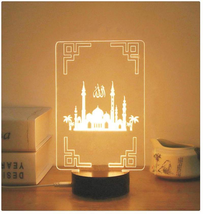 3D مكتب عيد مبارك ضوء مربع رمضان الصمام ليلة الخفيفة ديكورات المنزل