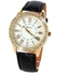 Duoya Bling Gold Crystal Women Luxury Leather Strap Quartz Wrist Watch &White-Black