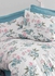 4-Piece Floral Pamuk Cotton Duvet Cover Set With Fitted Sheet White/Blue Queen