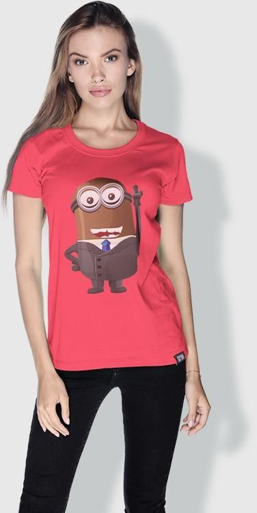 Creo Barak Obama Minions Round Neck T-Shirt For Women - Pink, M