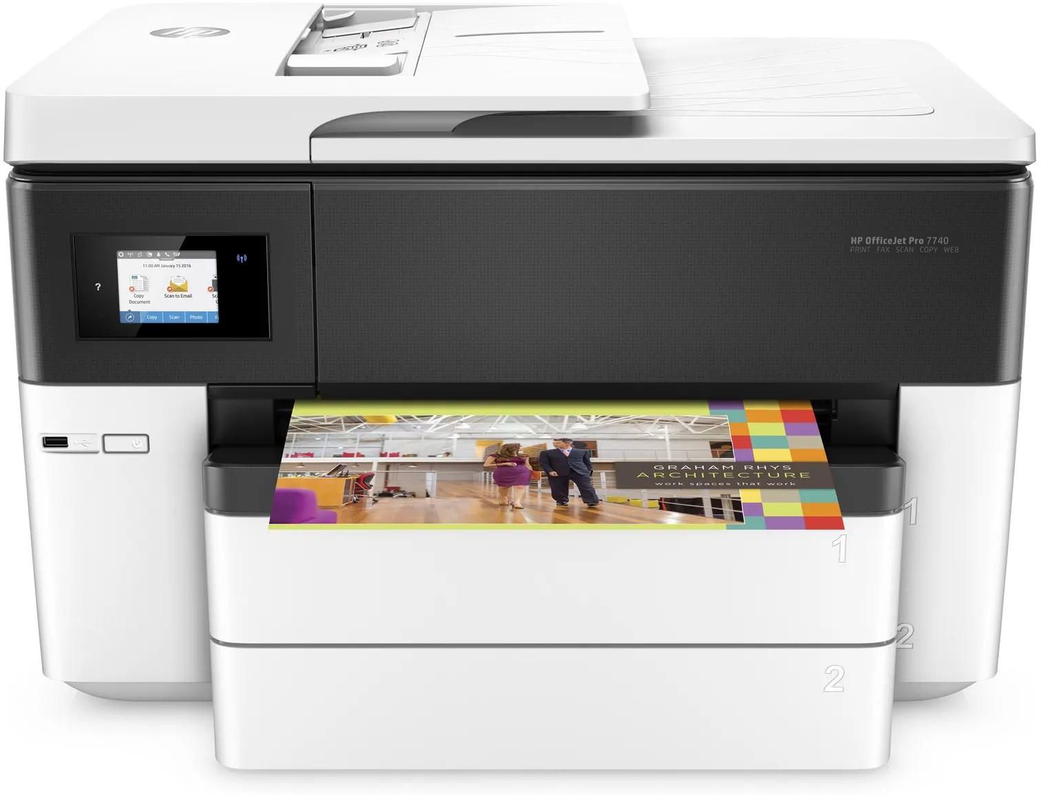 HP OfficeJet Pro 7740 Wide Format All-in-One Printer – (G5J38A) White