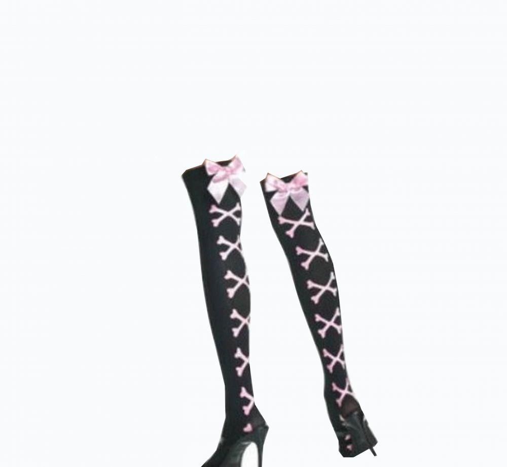 Black Sexy Leg Stocking for Lingeries with Pink X