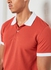 Button Detail Slim Fit Collared Neck Polo Rust/White