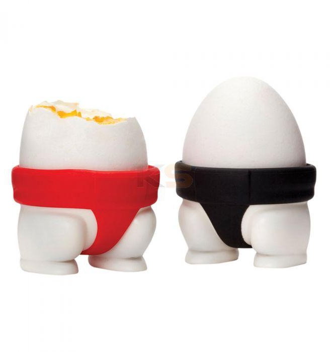 [2 PCS/Pair] Sumo Design Egg Cups Black and Red