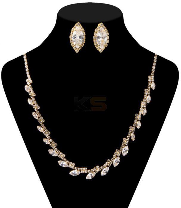 16K Gold Crystal Chain White Pearl&Zircon Jewelry Set with Necklace/Earrings/Bracelets/Rings
