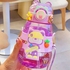 Kids Water Bottle,With 3D Stickers And Straw For School, Picnic And Outdoor Activities.600 Ml Purple