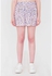 Women's Elastic Waist Patterned Lilac Shorts