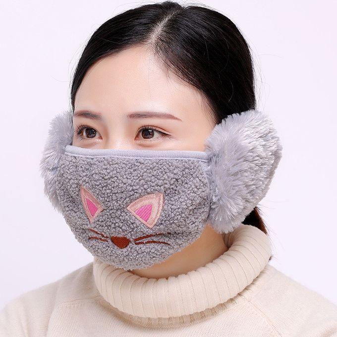 Generic Huskspo Women Winter Lovely Cache Warmer Cute Fluffy Earmuffs Gauze Mask Christmas Gift