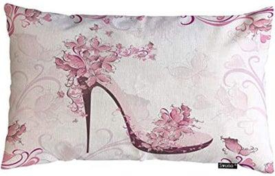 High Heel Throw Pillow Cover Beautiful Pink High Heel And Flower Cotton Linen Decorative polyester Multicolour 40x40cm