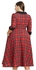 Fashion Women Plus Size Plaid Midi A Line Dress - Red