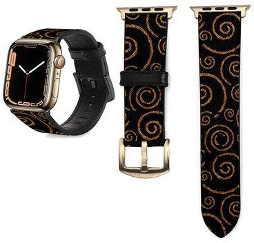 Replacement Band For Apple Watch Series 7/6/5/4/3/2/1/SE 45/44/42mm Black/Gold
