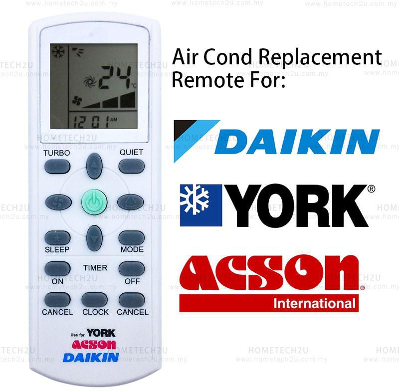 Daikin York Acson Air Conditioner Remote Control Replacement (White)