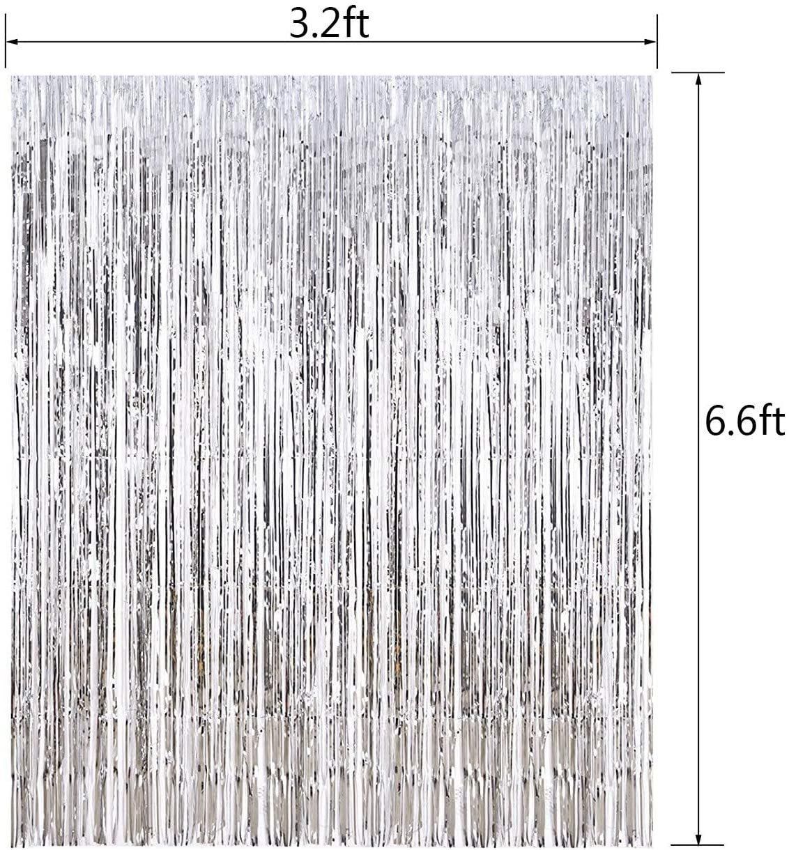 Party Time 1mx2m Silver Metallic Foil Fringe Tinsel Curtain Birthday Party Backdrop Decoration