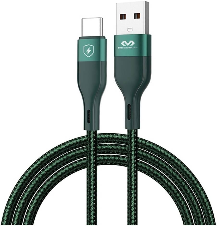 Miccell 2.4A Ultra Strong USB To Type-C Charging Cable, 1 Meter Length, Green | VQ-D129G