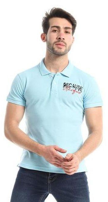 Andora Upper Buttoned Stitched Half Sleeves Polo Shirt - Baby Blue