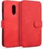 DG.MING Retro Oil Side Horizontal Flip Case For OnePlus 7, With Holder & Card Slots & Wallet (Red)